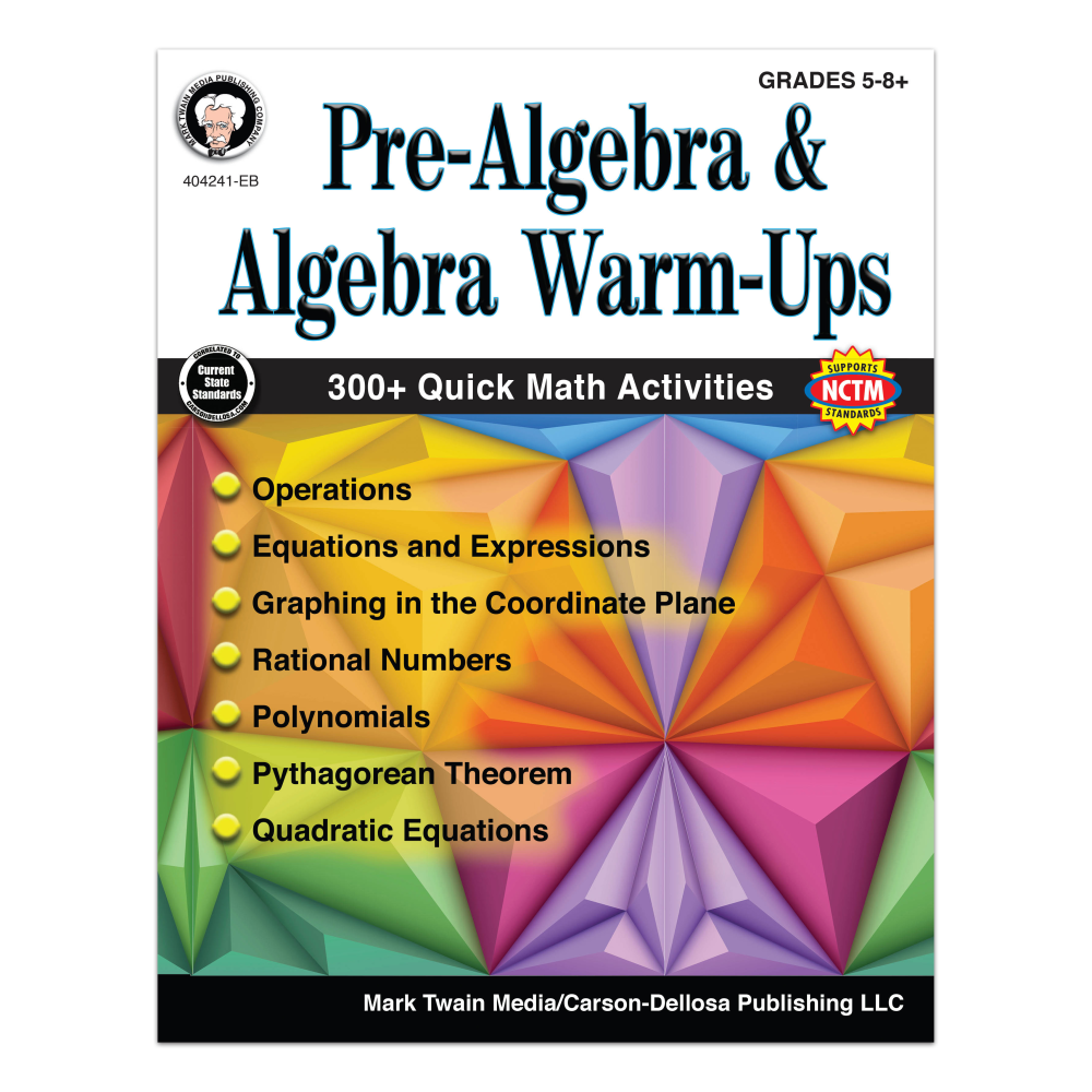 Mark Twain Media Pre-Algebra And Algebra Warm-Ups Workbook,