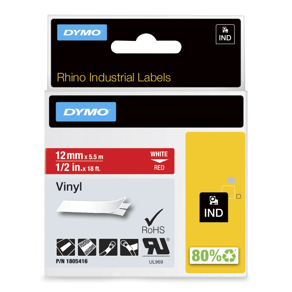 DYMO® Rhino Vinyl Label Tape, 1/2" x 18",
