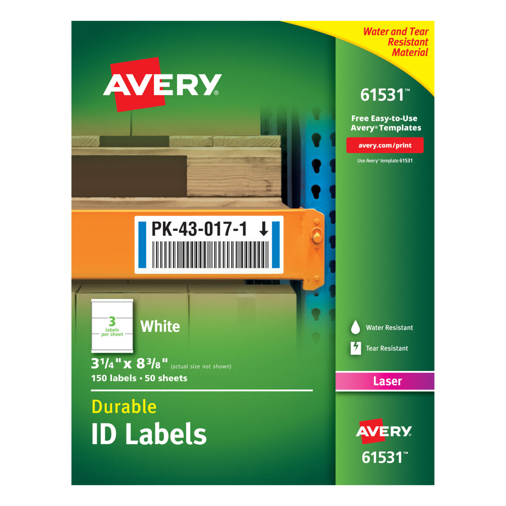 Avery® Permanent Durable ID Labels With TrueBlock®, 61531,