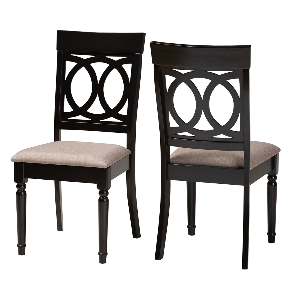 Baxton Studio Lucie Dining Chairs, Sand/Dark Brown, Set