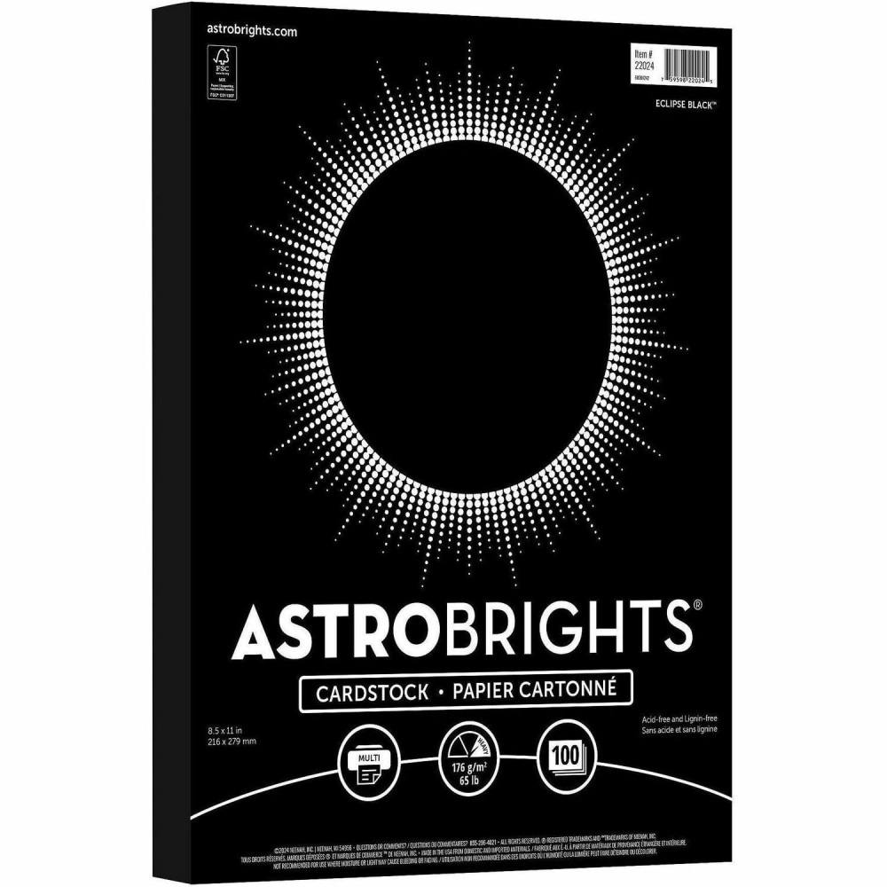 Astrobrights® Color Card Stock, Eclipse Black, Letter (8.5"