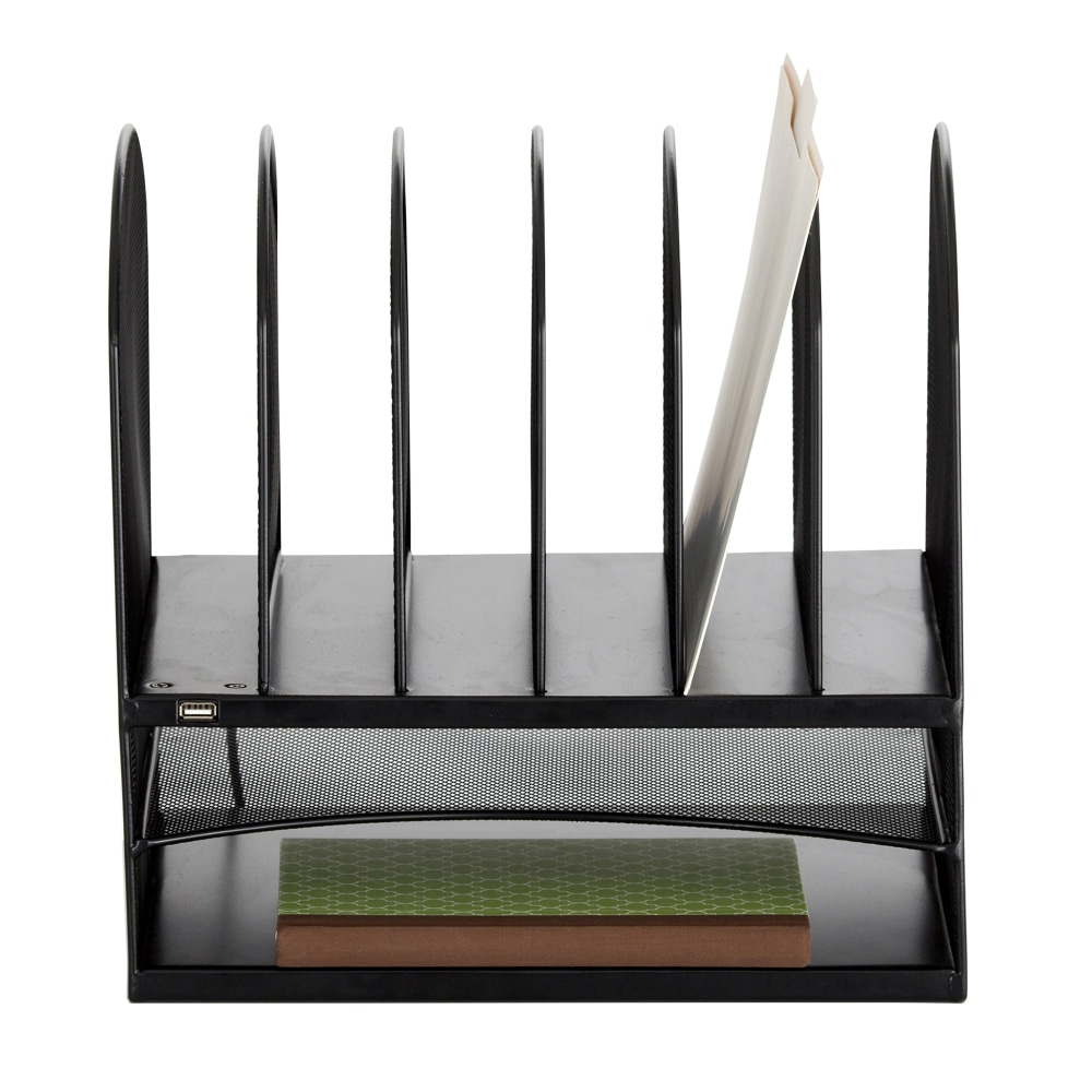 Safco® USB Powered Onyx™ Mesh Desk Organizer, 2