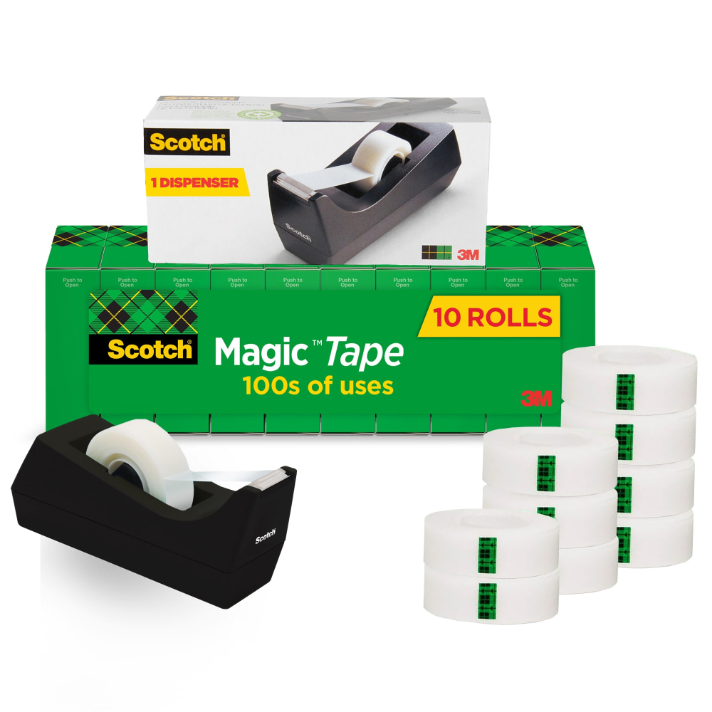 Scotch Magic Tape, Invisible, 10 Tape Rolls with