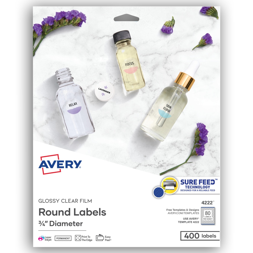 Avery® Glossy Clear Print-to-the-Edge Easy Peel Labels With
