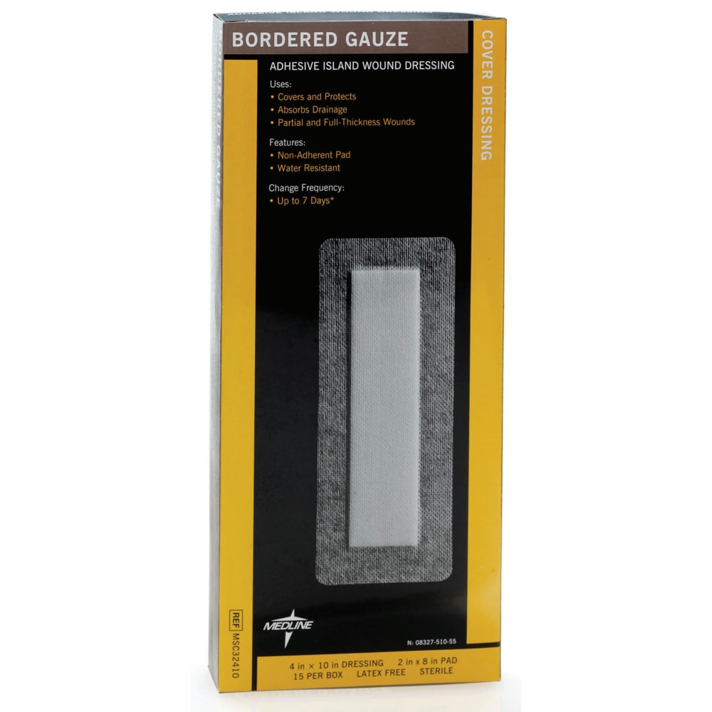 Medline Sterile Border Gauze Pads, 4" x 10",