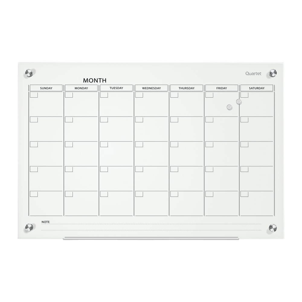Quartet® Infinity™ Unframed Magnetic Glass Calendar Whiteboard,
