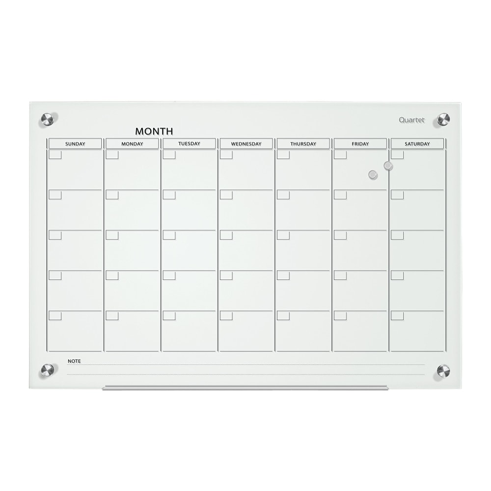 Quartet® Infinity™ Glass Magnetic Unframed Monthly Calendar