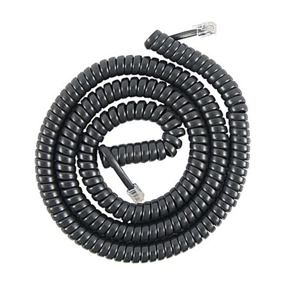 PowerGear Coiled Telephone Cord, 12&#x27;, Black, 27639