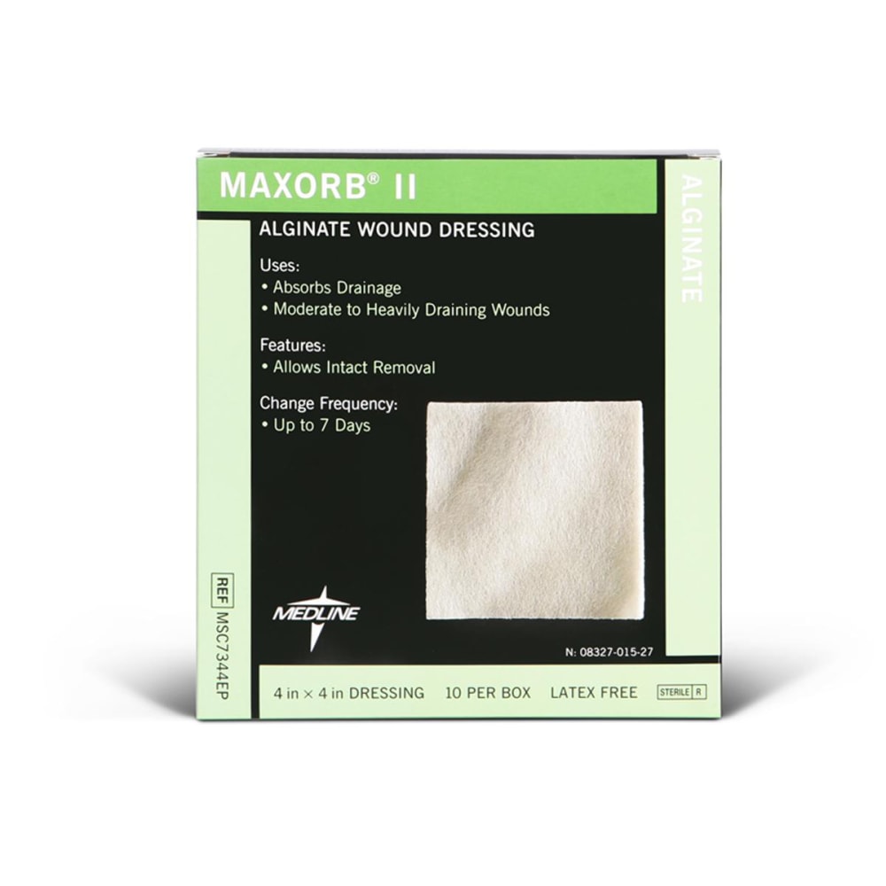 Medline Maxorb II Alginate Dressings, 4" x 4",