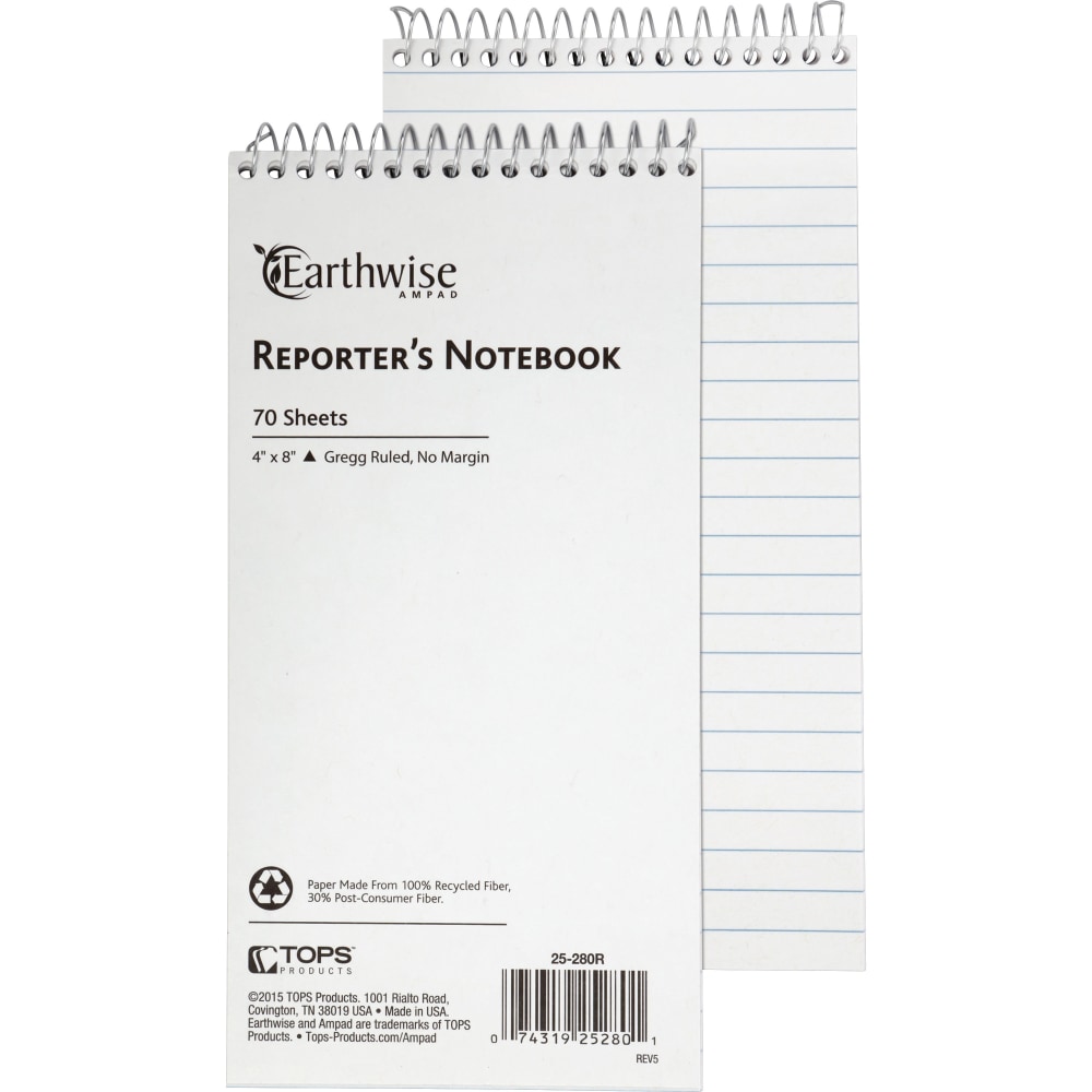 Ampad Earthwise Reporter&#x27;s Notebook, 70 Sheets