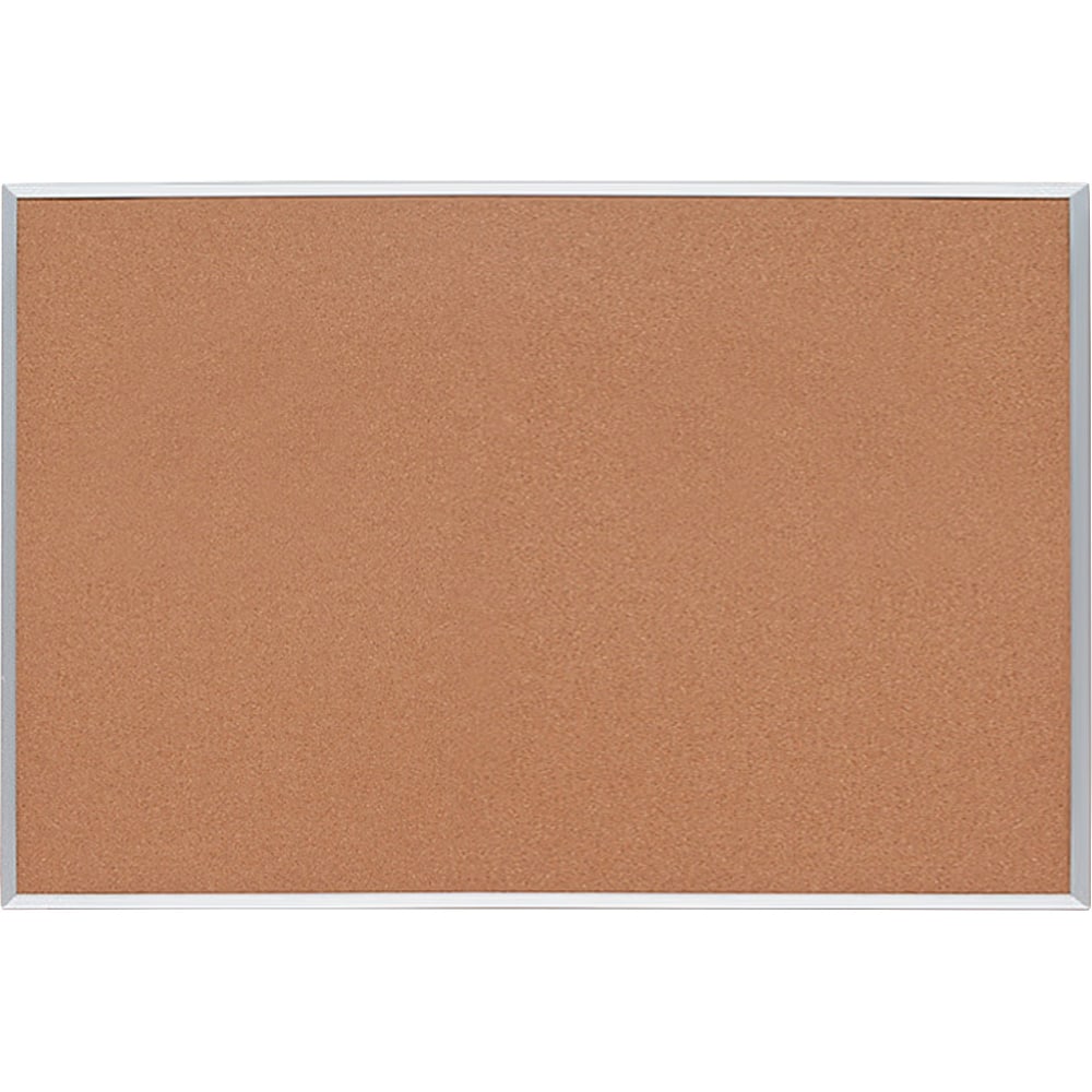 Lorell® Basic Cork Board, 36" x 24", Aluminum