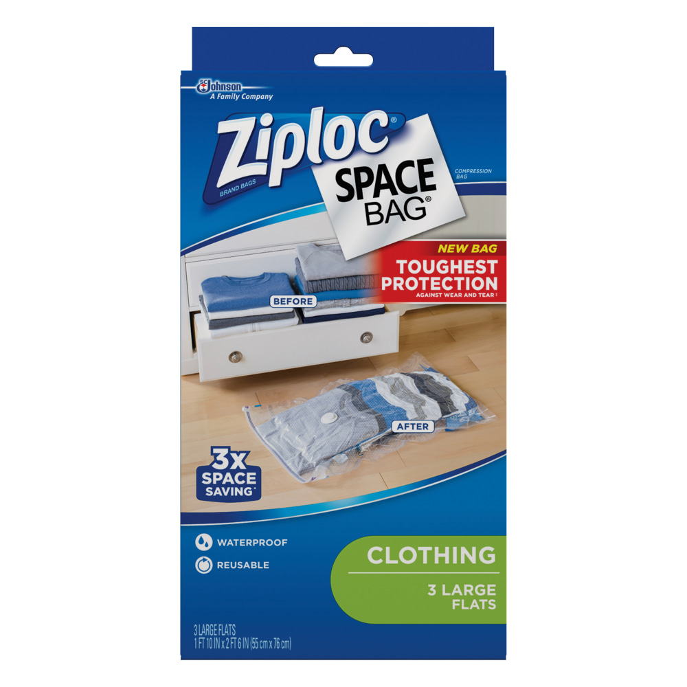 Ziploc® Space Bags, Jumbo, Clear, Pack Of 3