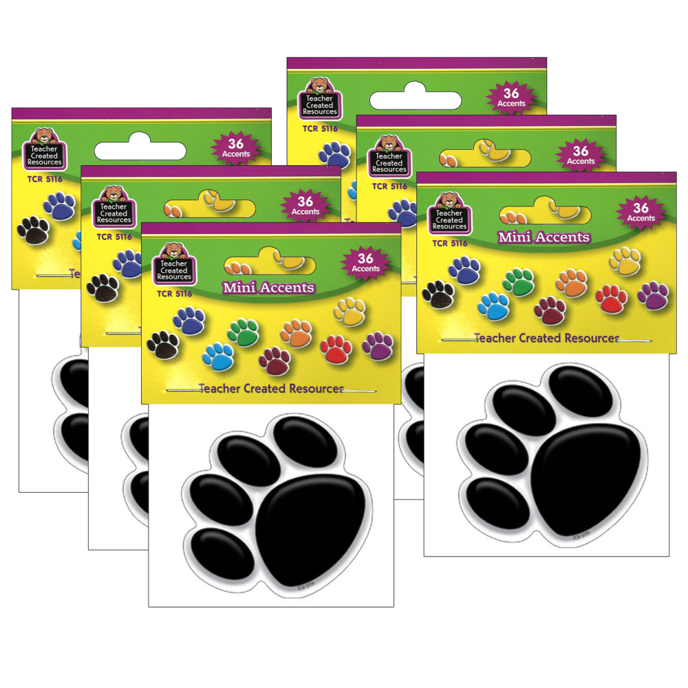 Teacher Created Resources Mini Accents, Colorful Paw Prints,