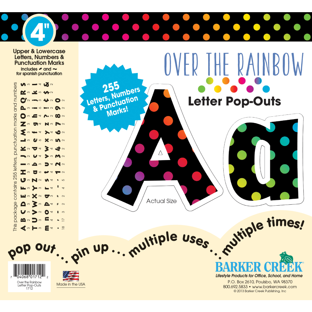 Barker Creek® Letter Pop-Outs, 4", Over The Rainbow,