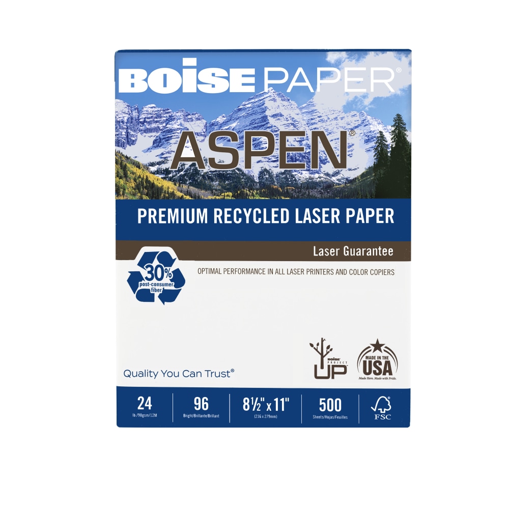 Boise ASPEN® Laser Paper, 1 Ream, White, Letter