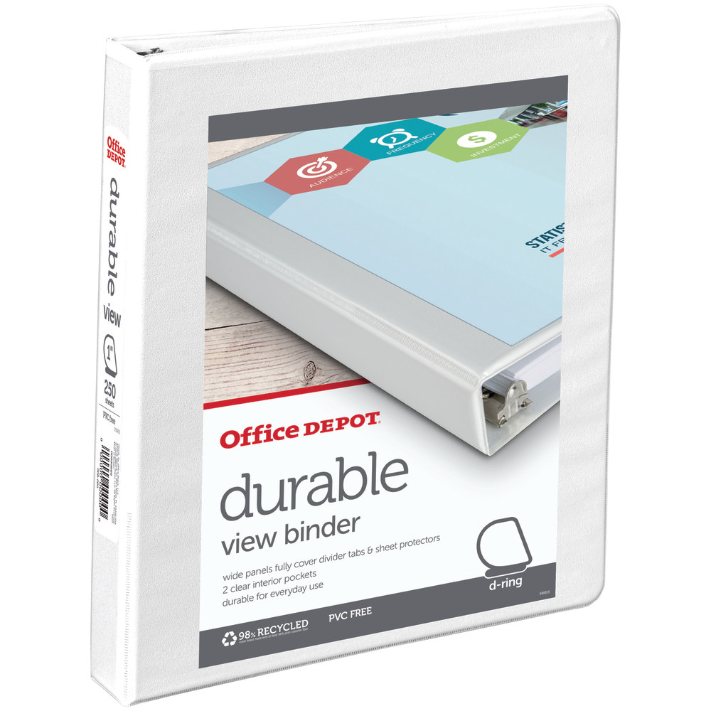 Office Depot® Brand Durable View Slant-Ring 3-Ring Binder,