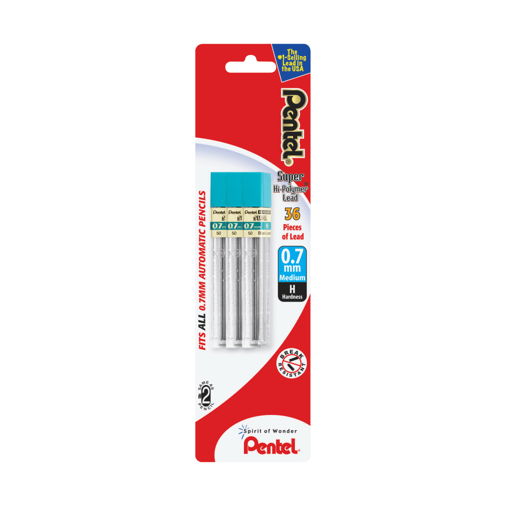 Pentel® Super Hi-Polymer Medium Line Lead Refills, 0.7