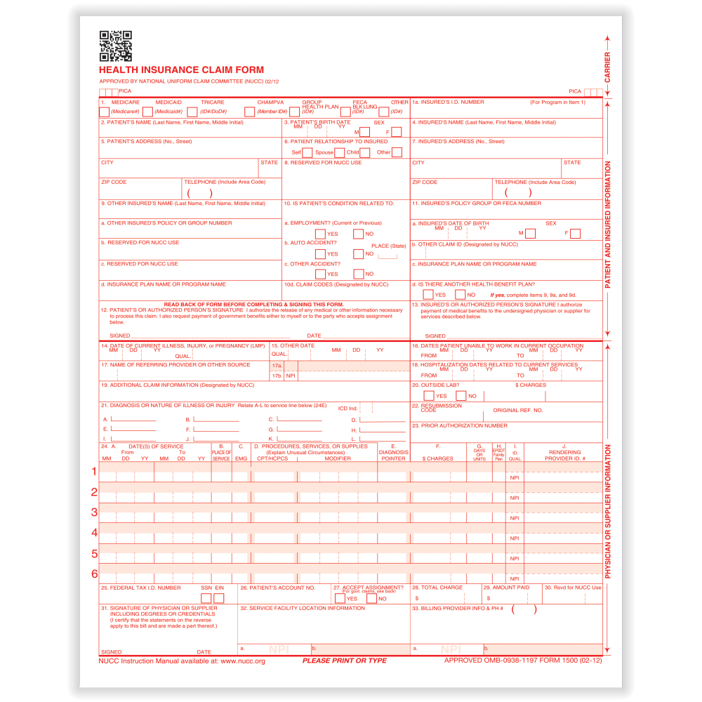 ComplyRight™ CMS-1500 Health Insurance Claim Forms, Laser-Cut