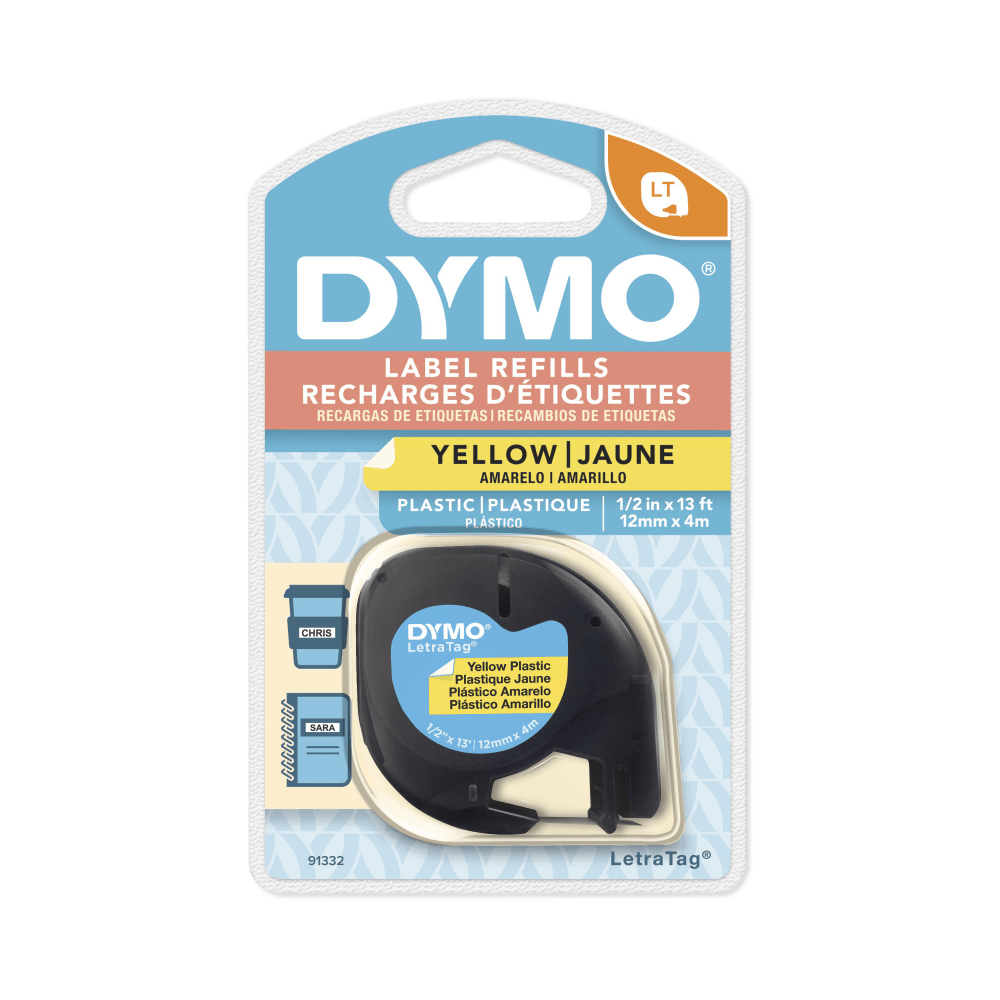 DYMO Labeling Tape for LetraTag Label Makers, Black