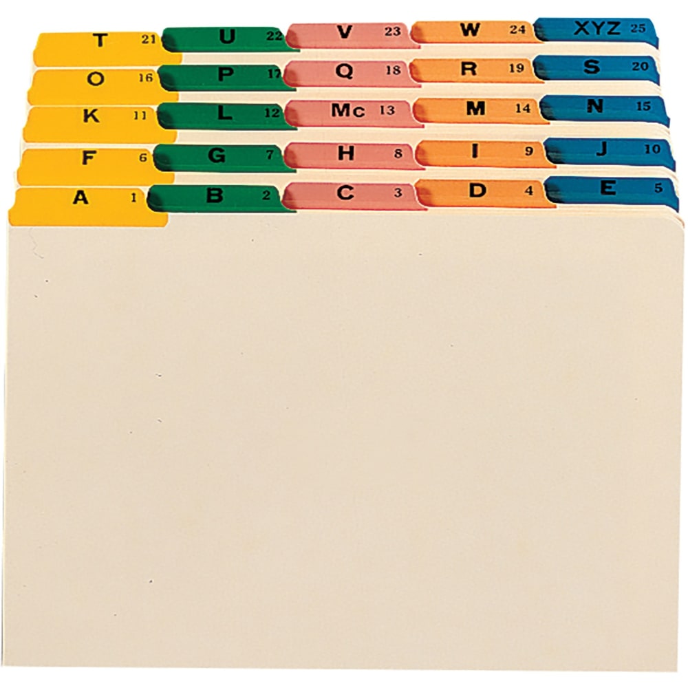 Smead® Legal-Size Manila File Guides, Alphabetical, Assorted