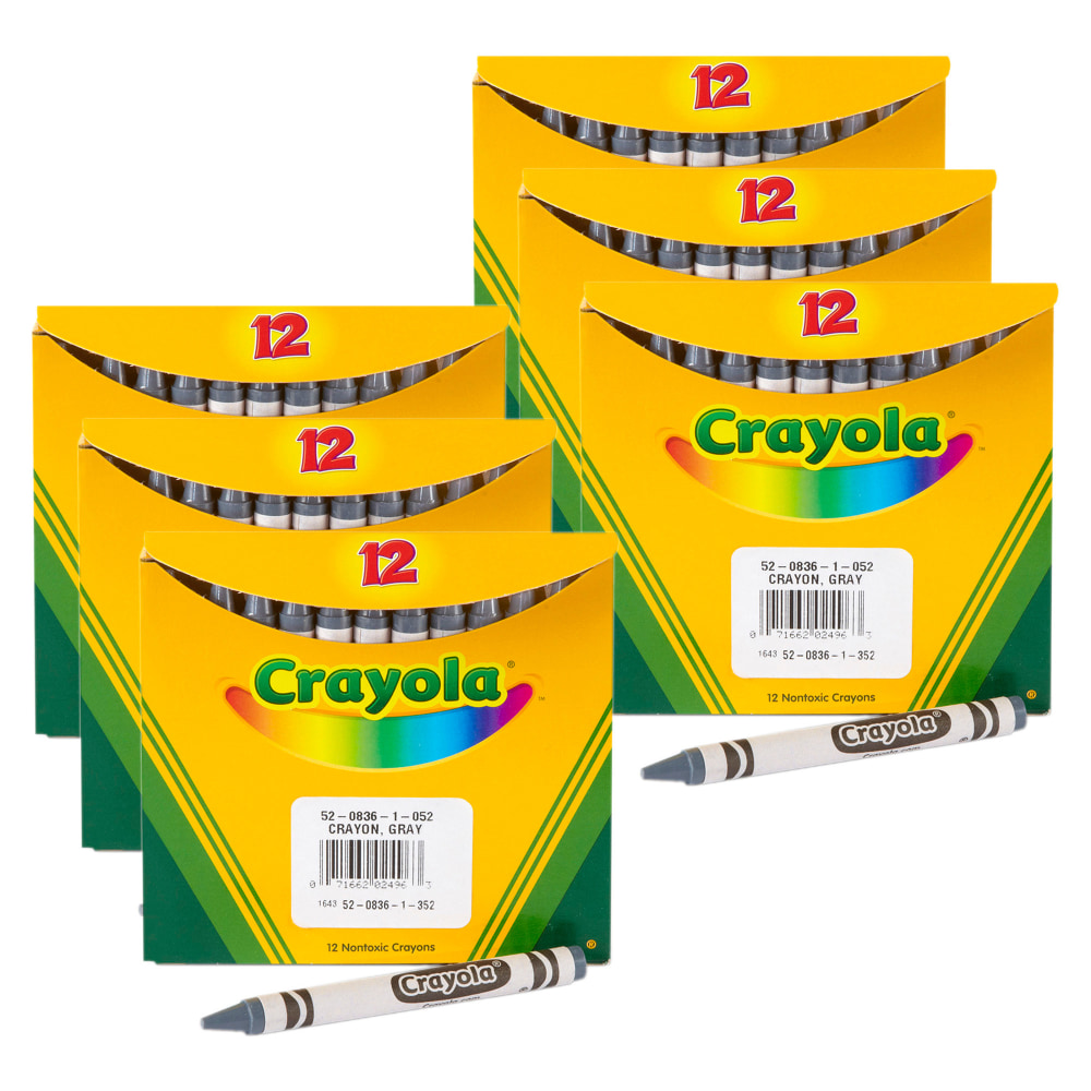 Crayola Bulk Crayons, Regular Size, Gray, 12 Per