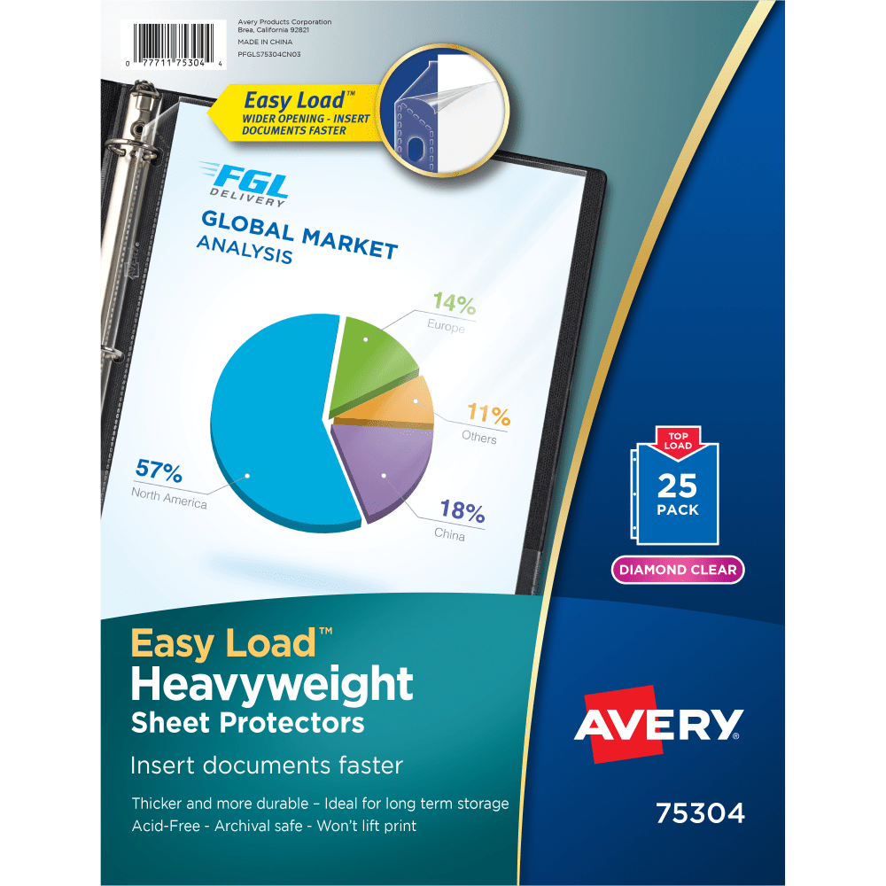 Avery® Heavyweight Easy Load™ Sheet Protectors, 8-1/2" x