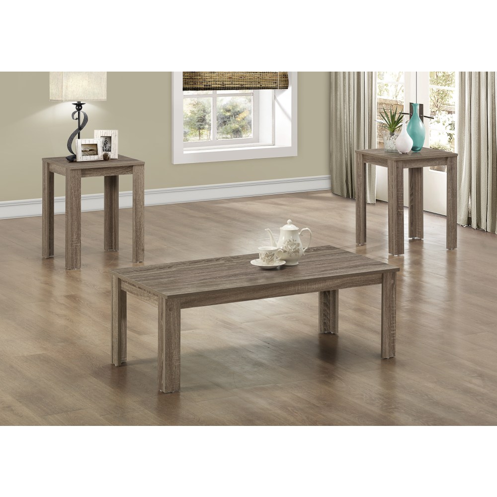 Monarch Specialties 3-Piece Coffee Table Set, Rectangle, Dark