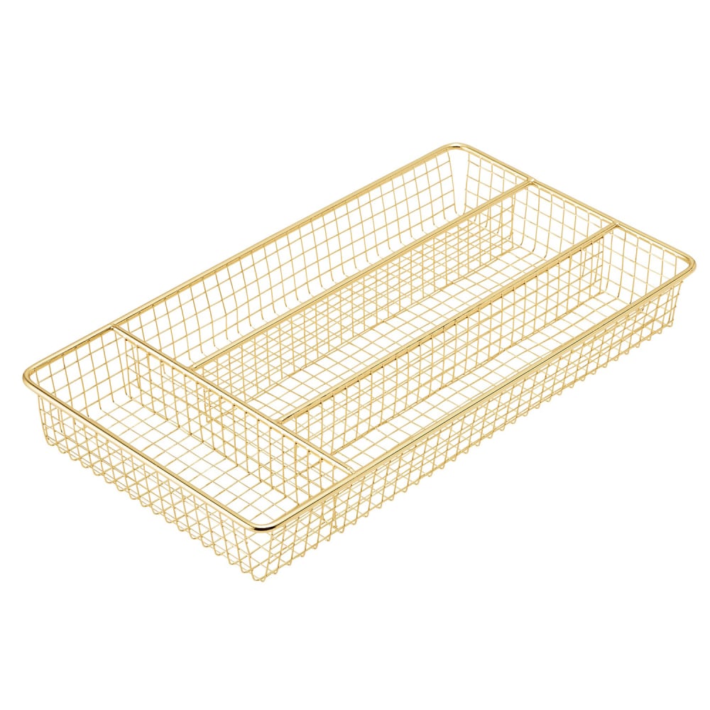 Better Houseware Brass Cutlery Tray, Gold, Small