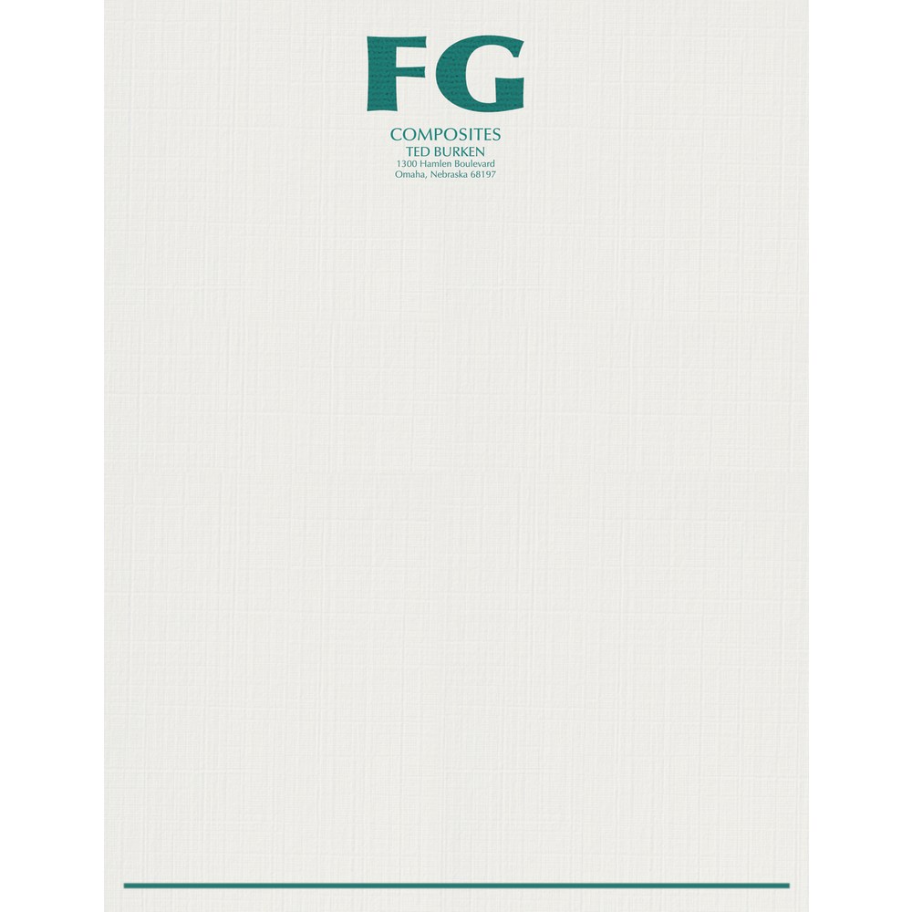 Custom 1-Color Raised Print Stationery Letterhead, 8-1/2" x