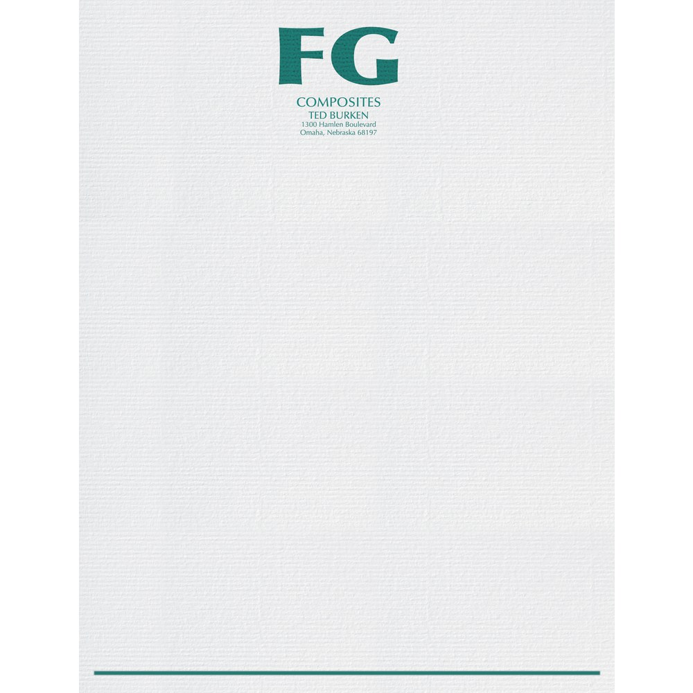 Custom 1-Color Raised Print Stationery Letterhead, 8 1/2"