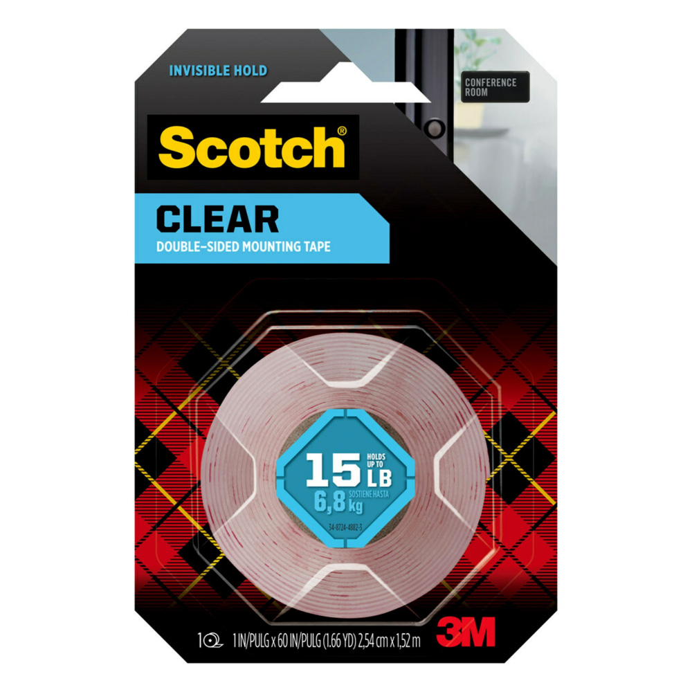 Scotch® Clear Double-Sided Mounting Tape , 1 in