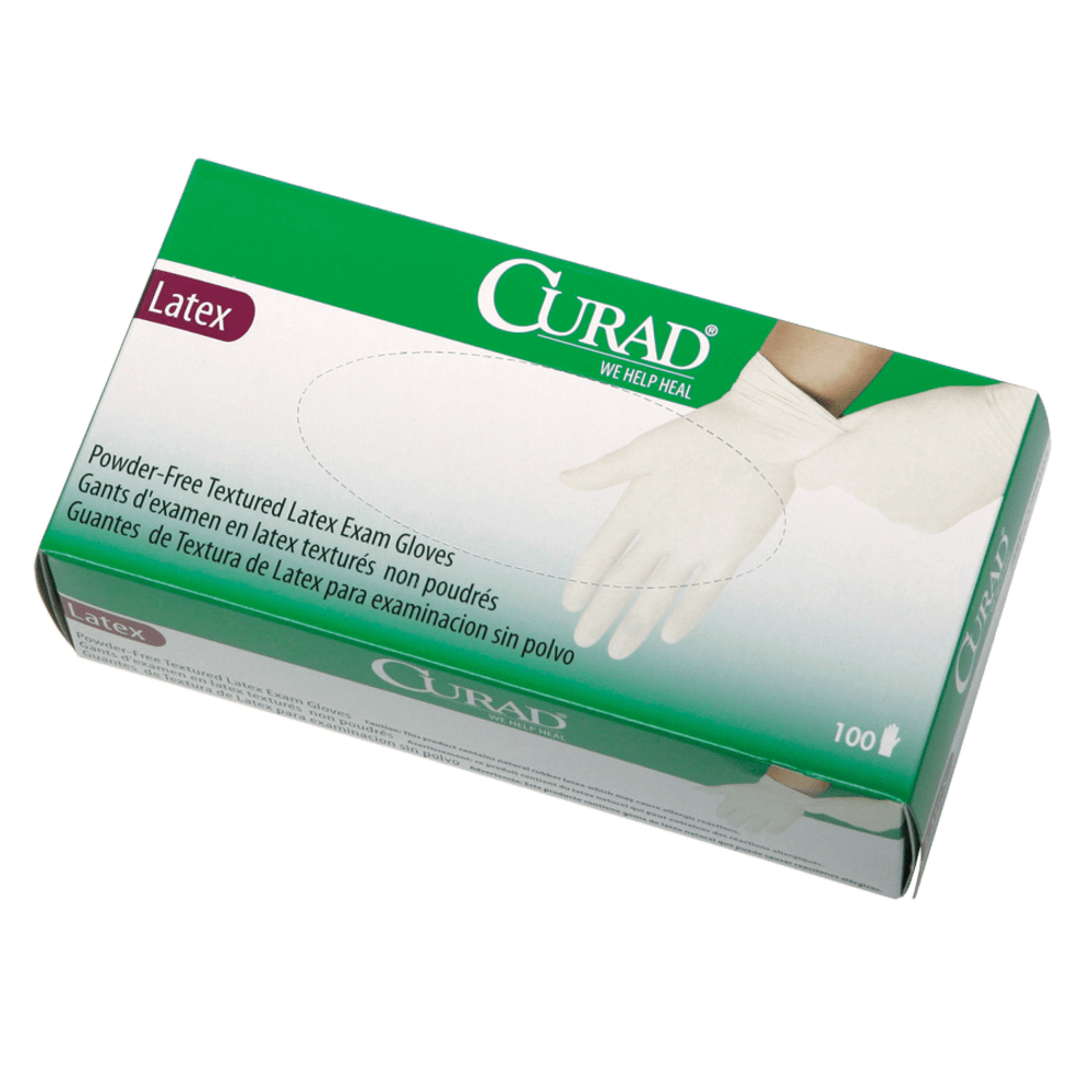 Curad® Powder-Free Latex Exam Gloves, Small, Box Of
