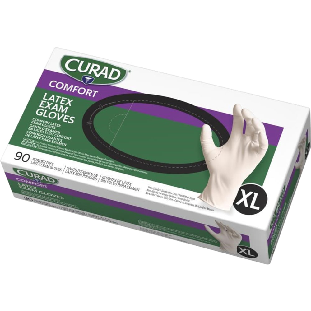Curad® Powder-Free Latex Exam Gloves, Extra-Large, Box Of