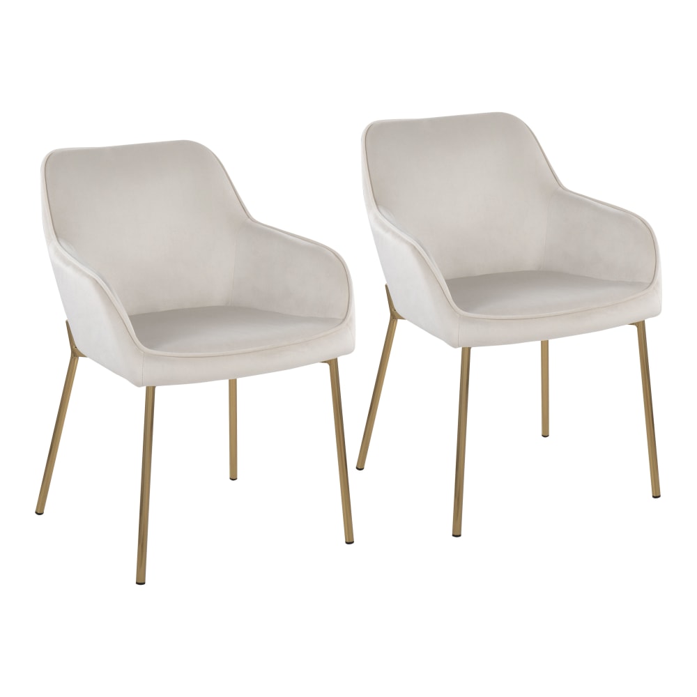 LumiSource Daniella Contemporary Dining Chairs, Cream/Gold, Set