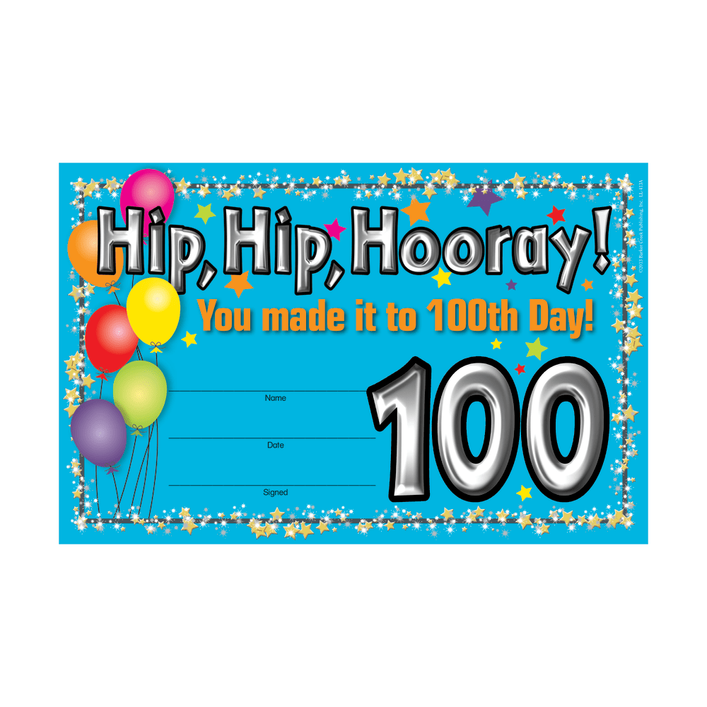 Barker Creek Blank Award Certificates, 100th Day, 8
