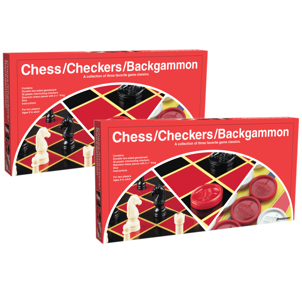 Pressman Toys Chess/Checkers/Backgammon Board Games, Grade 3 to