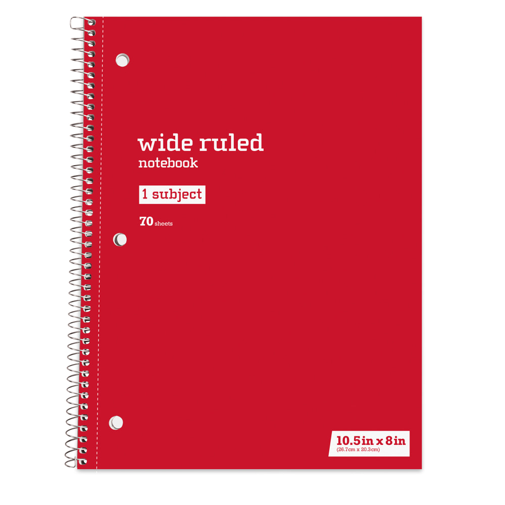 Just Basics® Spiral Notebook, 8" x 10-1/2", Wide