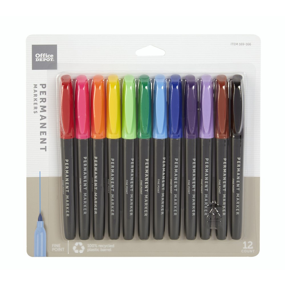Office Depot® Brand Permanent Markers, Fine Point, 100%