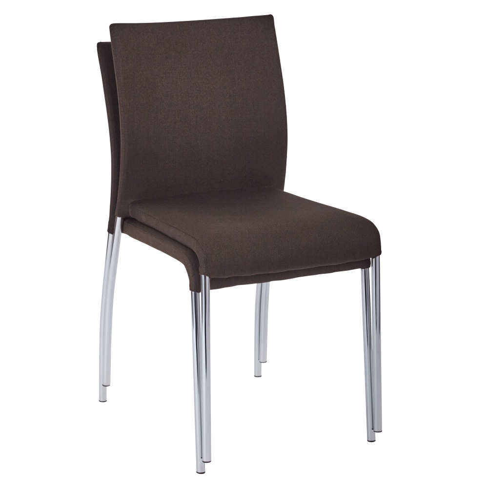 Ave Six Conway Stacking Chairs, Chocolate/Silver, Set Of