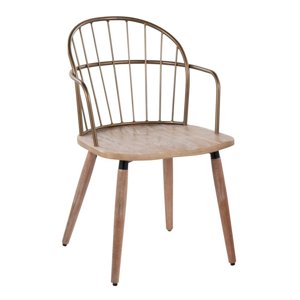 LumiSource Riley Industrial Chair, Antique Copper/White Washed