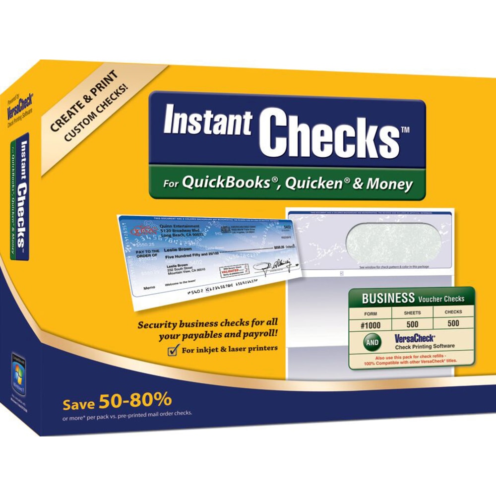 VersaCheck® InstantChecks™ Form #1000 For QuickBooks®, Quicken®
