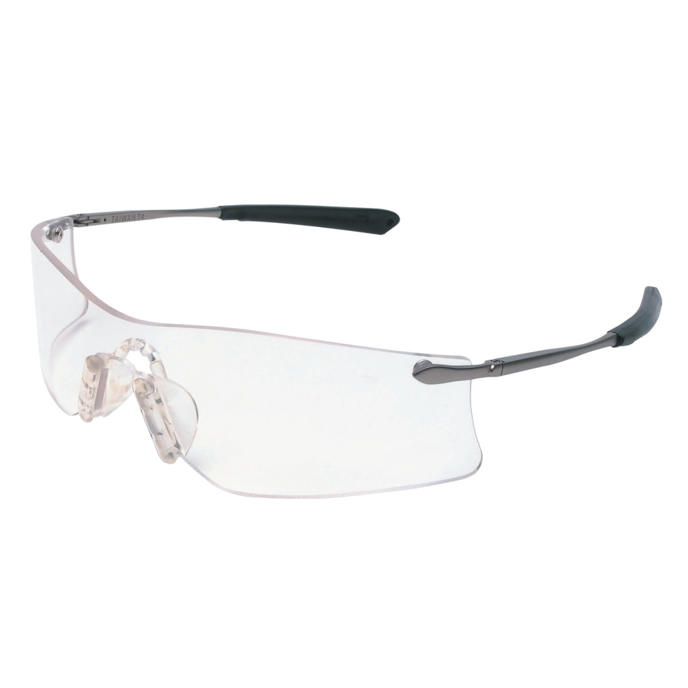Crews Rubicon Frameless Safety Glasses, Silver Metal Temples,