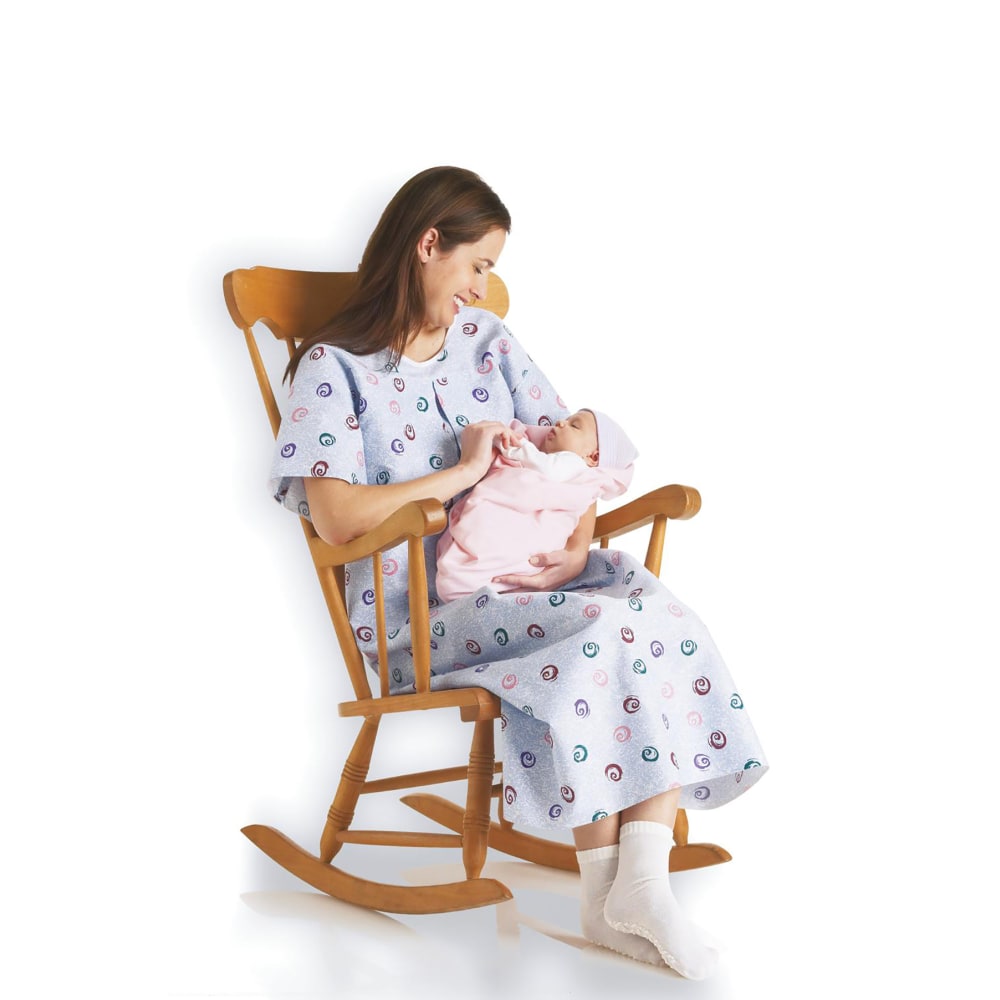 Medline Mother&#x27;s IV Gowns, 71", Blue/Swirls, Pack Of