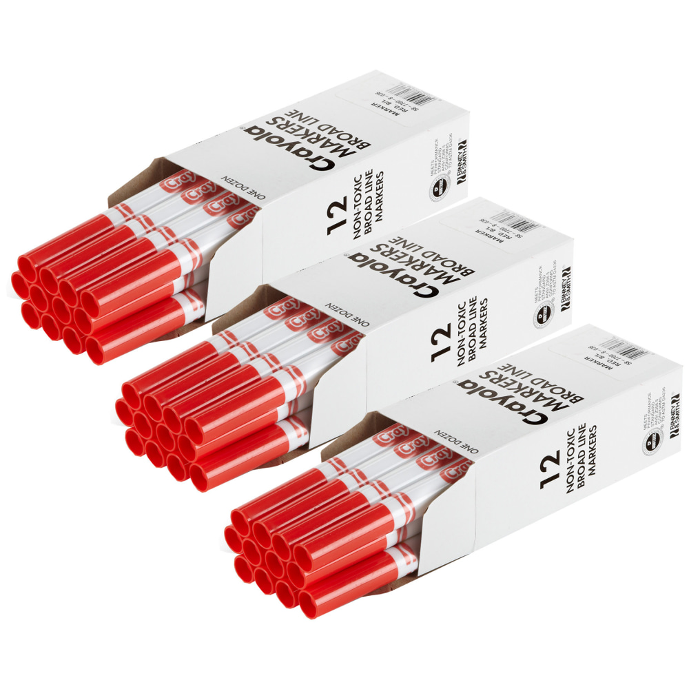Crayola Bulk Markers, Conical Tip, Red, 12 Per