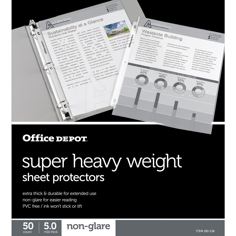 Office Depot® Brand Super Heavyweight Sheet Protectors,