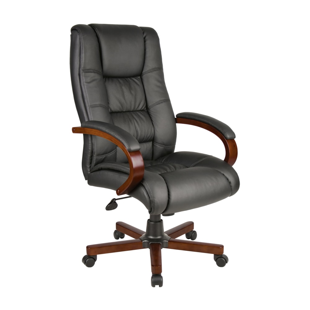 Boss Office Products Aaria Ergonomic Vinyl/Wood High-Back Chair,