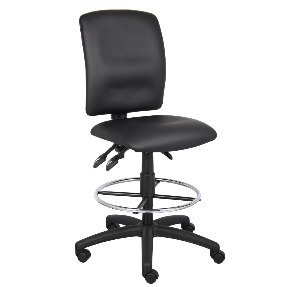 Boss Office Products LeatherPlus™ Bonded Leather Drafting Stool,