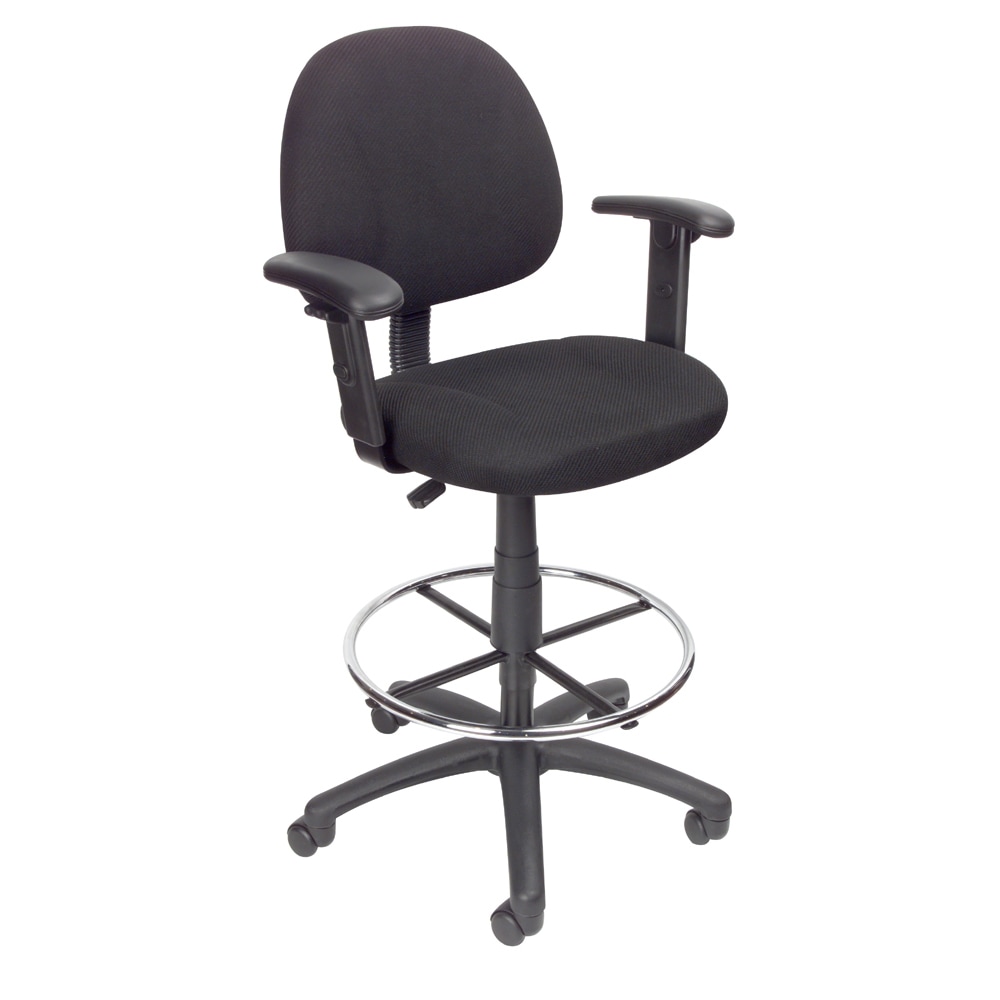 Boss Office Products Drafting Stool, Adjustable Arms, Black,