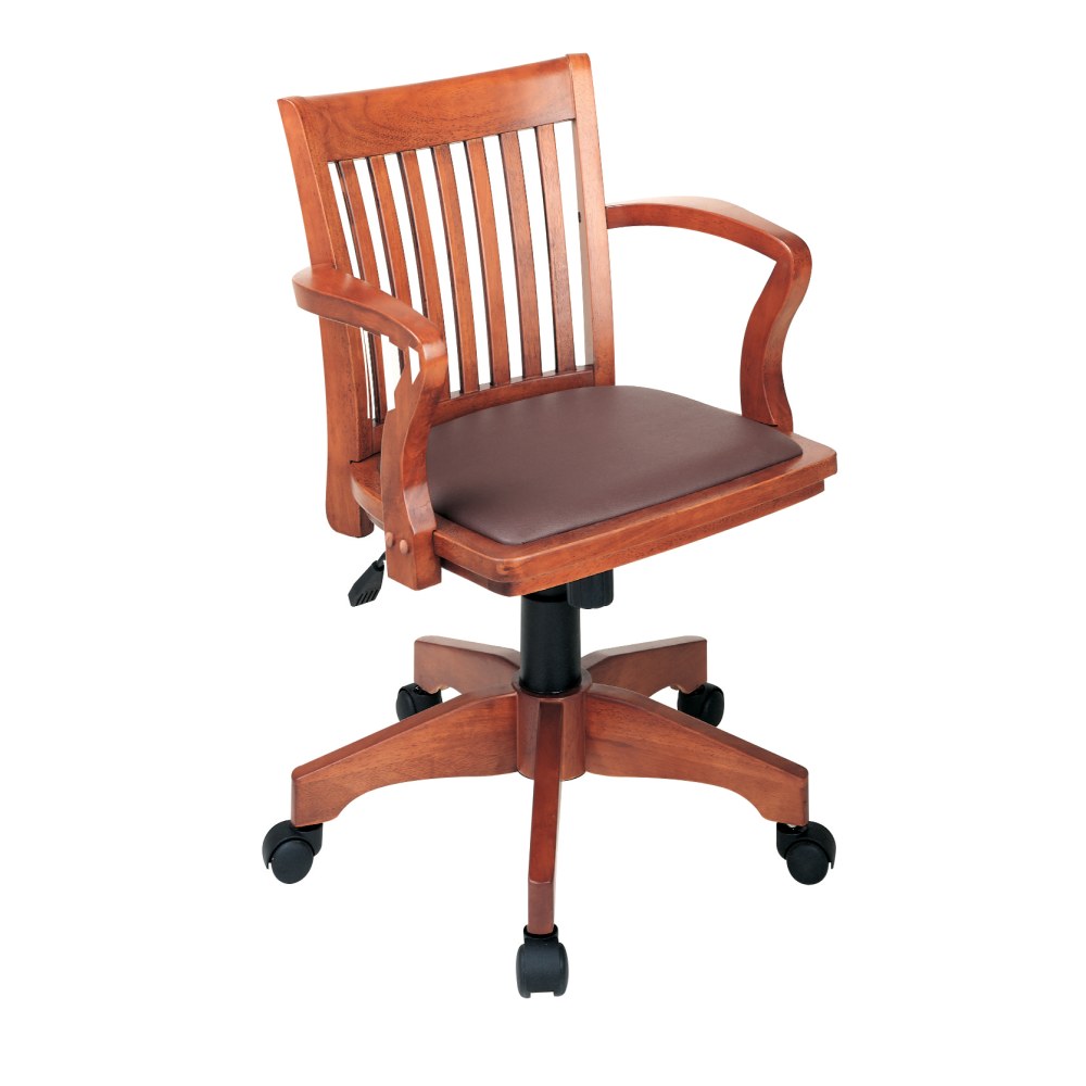 Office Star OSP Designs Deluxe Bankers Chair, Brown/Fruitwood