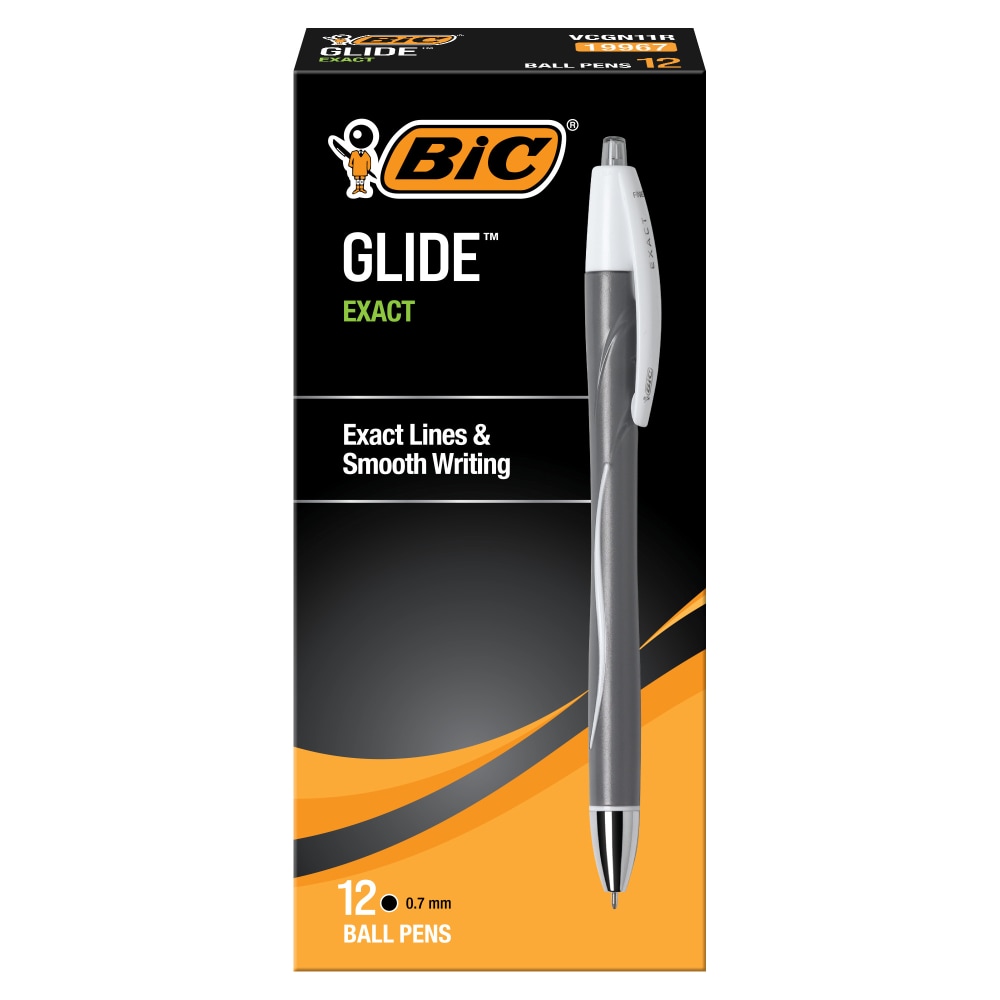 BIC® Glide™ Exact Retractable Ballpoint Pens, Fine Point,
